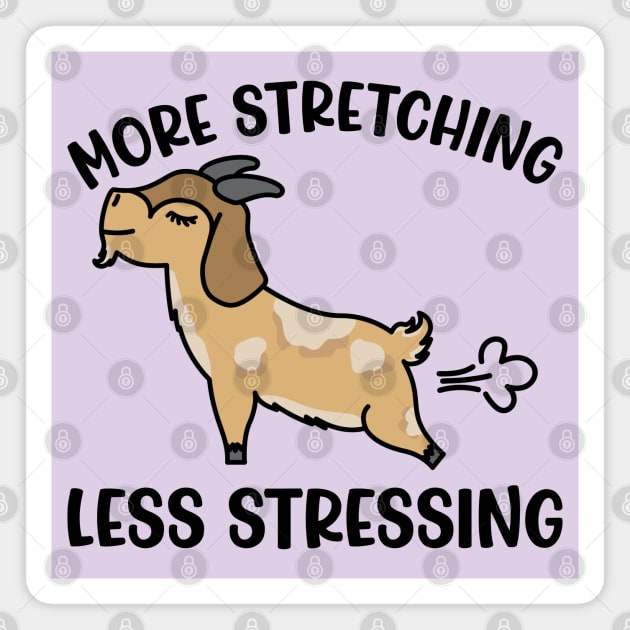 More Stretching Less Stressing Goat Yoga Fitness Funny Magnet by GlimmerDesigns